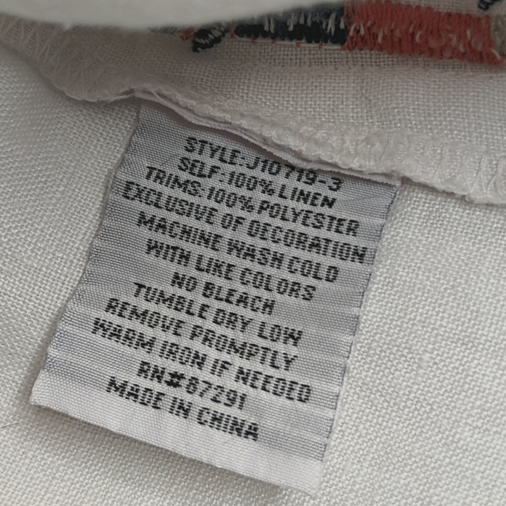 Johnny Was White Blouse with Orange Floral Embroidery - Picture 10 of 13